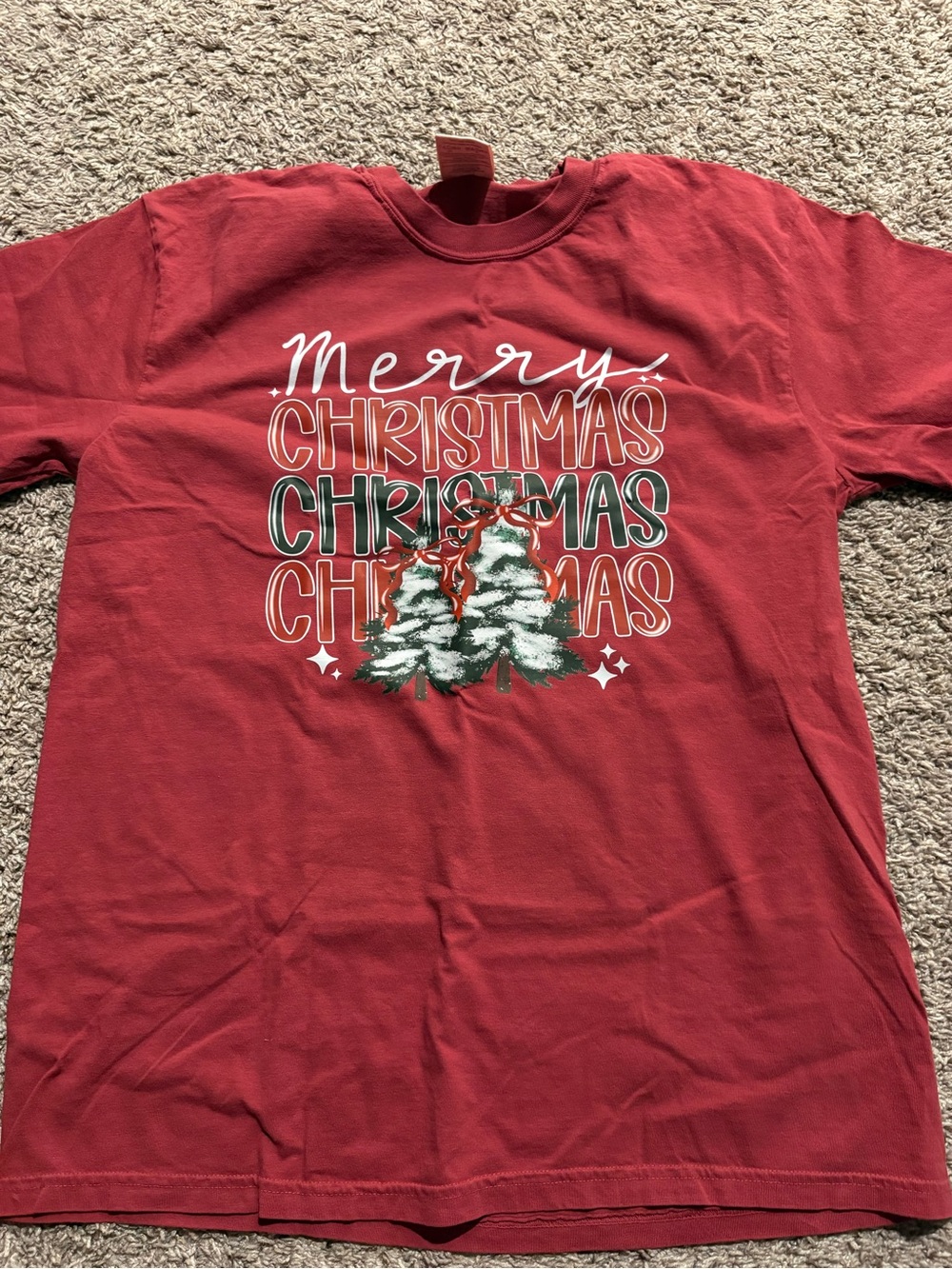 Comfort Colors Red Merry Christmas Short Sleeve Tee